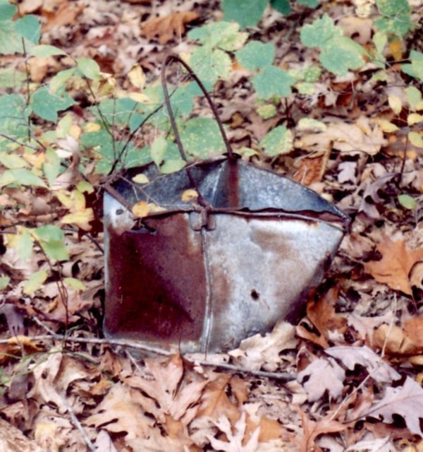 Galvanized Bucket at Native American Stone Structure Site